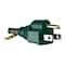 25ft Green 3-Prong Outdoor Extension Power Cord with Outlet Block